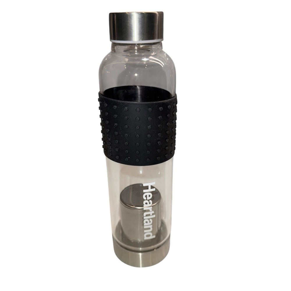 GROSCHE MARINO GLASS WATER TEA COFFEE TRAVEL INFUSER — BLACK — 18.6 OZ